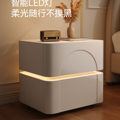 狄普现代轻奢奶油风床头柜简约新款边柜储物柜意式极简卧室设计师