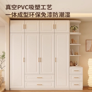 全实木衣柜卧室家用小户型奶油风儿童收纳柜子简易定制欧式大衣橱